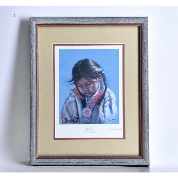 1992 Penni Anne Cross “Braids” Framed 17” Signed & Numbered Print 378/447 w/COA